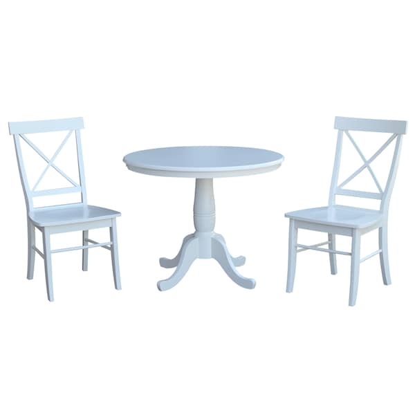 International Concepts Round 36 in Round Top Pedestal Table, with 2 C08-613 Chairs, White, 36 in W, 36 in L, 29.1 in H K08-36RT-C613P - main